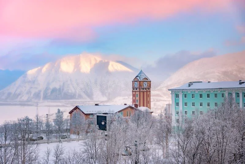 Snowy majesty of the Khibiny Mountain Range in Kirovsk