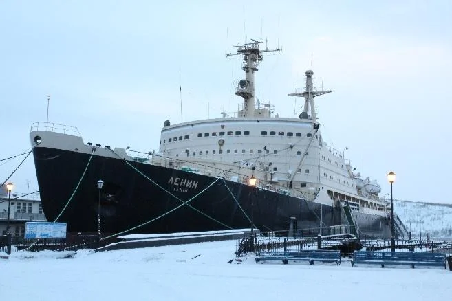 World’s first nuclear icebreaker Lenin in Murmansk harbor