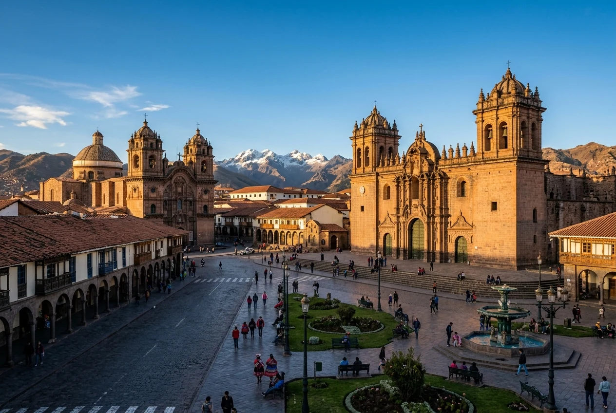 Cusco Plaza de Armas and Baroque cathedral Peru at 3400m altitude