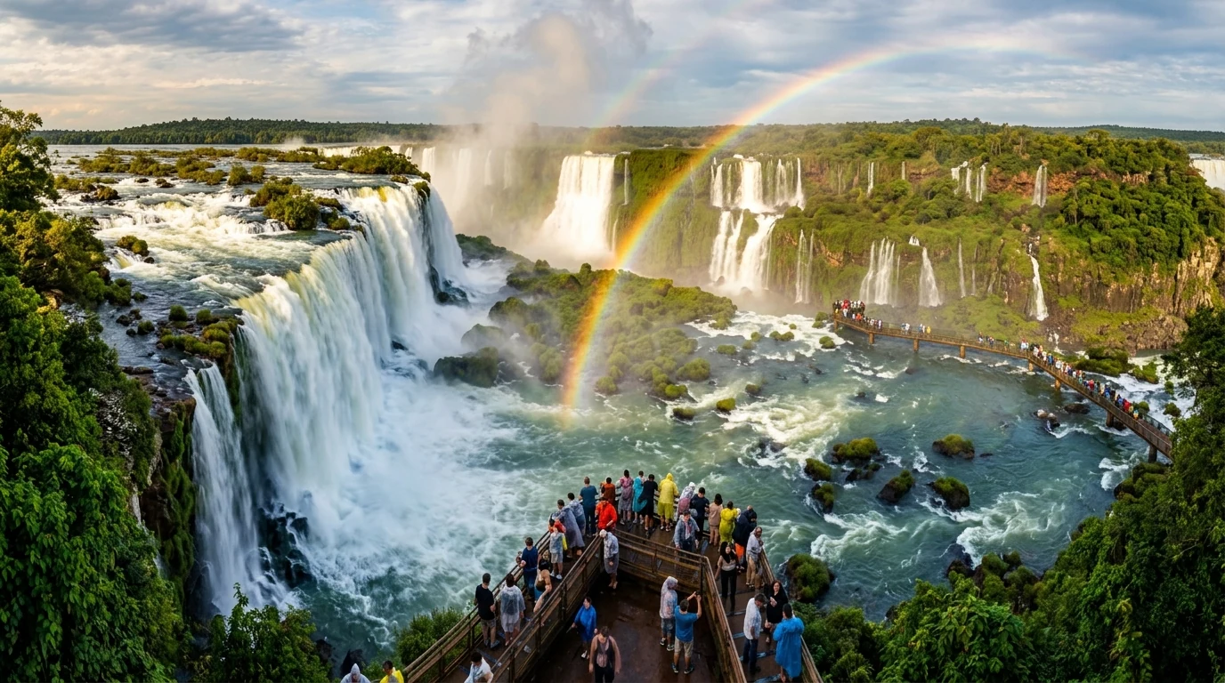 Đại thác Iguazu kỳ vĩ bên bờ biên giới Brazil và Argentina với cầu vồng đôi