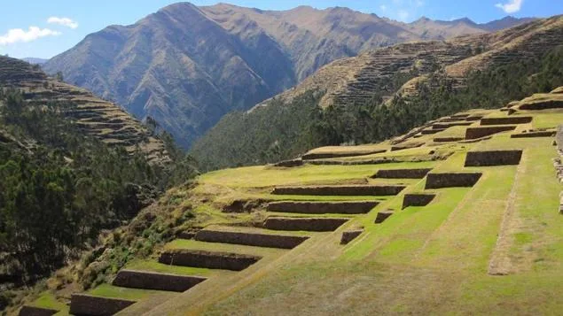 Massive interlocking granite megaliths of Sacsayhuaman fortress overlooking Cusco Peru
